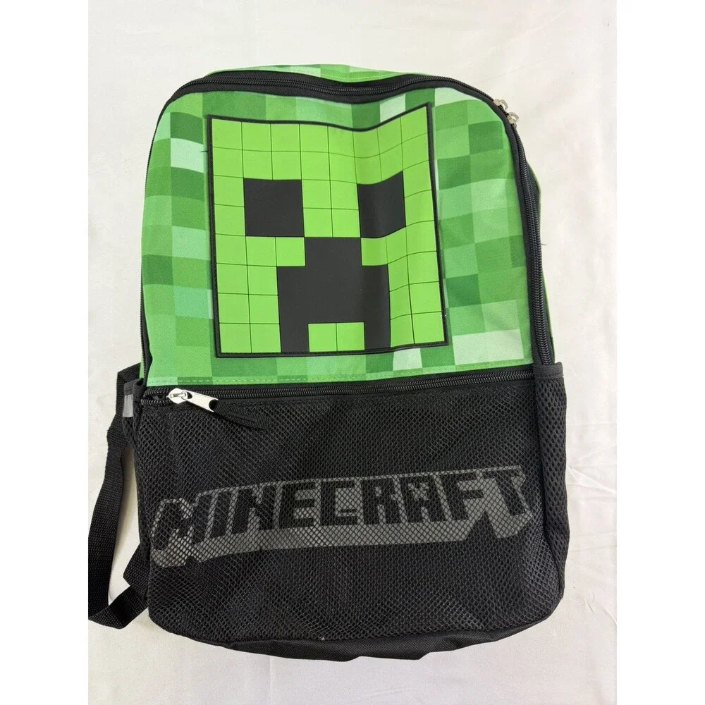 Bioworld Minecraft Creeper Backpack School Book Bag Laptop Sleeve Bottle Pocket